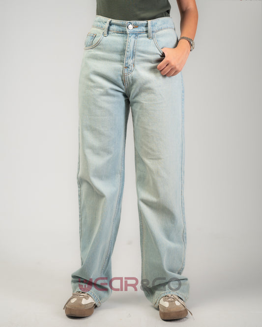 بنطلون جينز واسع وايد ليج